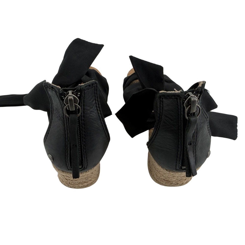 UGG Trina Black Ankle Tie Espadrille Wedge Sandals 1011181 Womens 6 - Picture 4 of 8